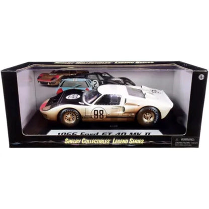 1966 GT-40 MK II #98 White with Black Hood After Race (Dirty Version) 1/18 Diecast Model Car by Shelby Collectibles