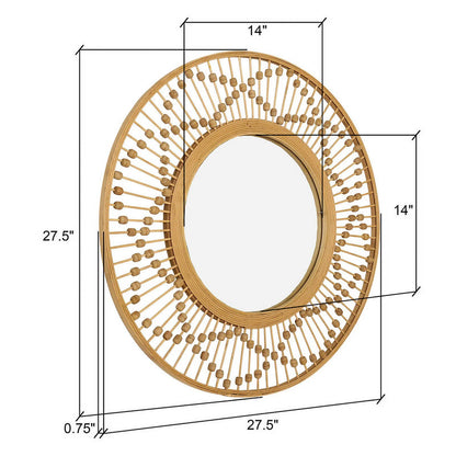 Sahara Sunbeam Round Bamboo Wide Frame Wall Mirror