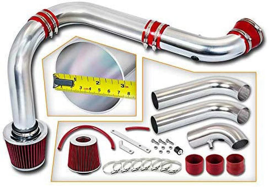 Rtunes Racing Cold Air Intake Kit + Filter Combo RED Compatible For 02-08 Dodge Ram 1500 3.7L/4.7L (3piece)