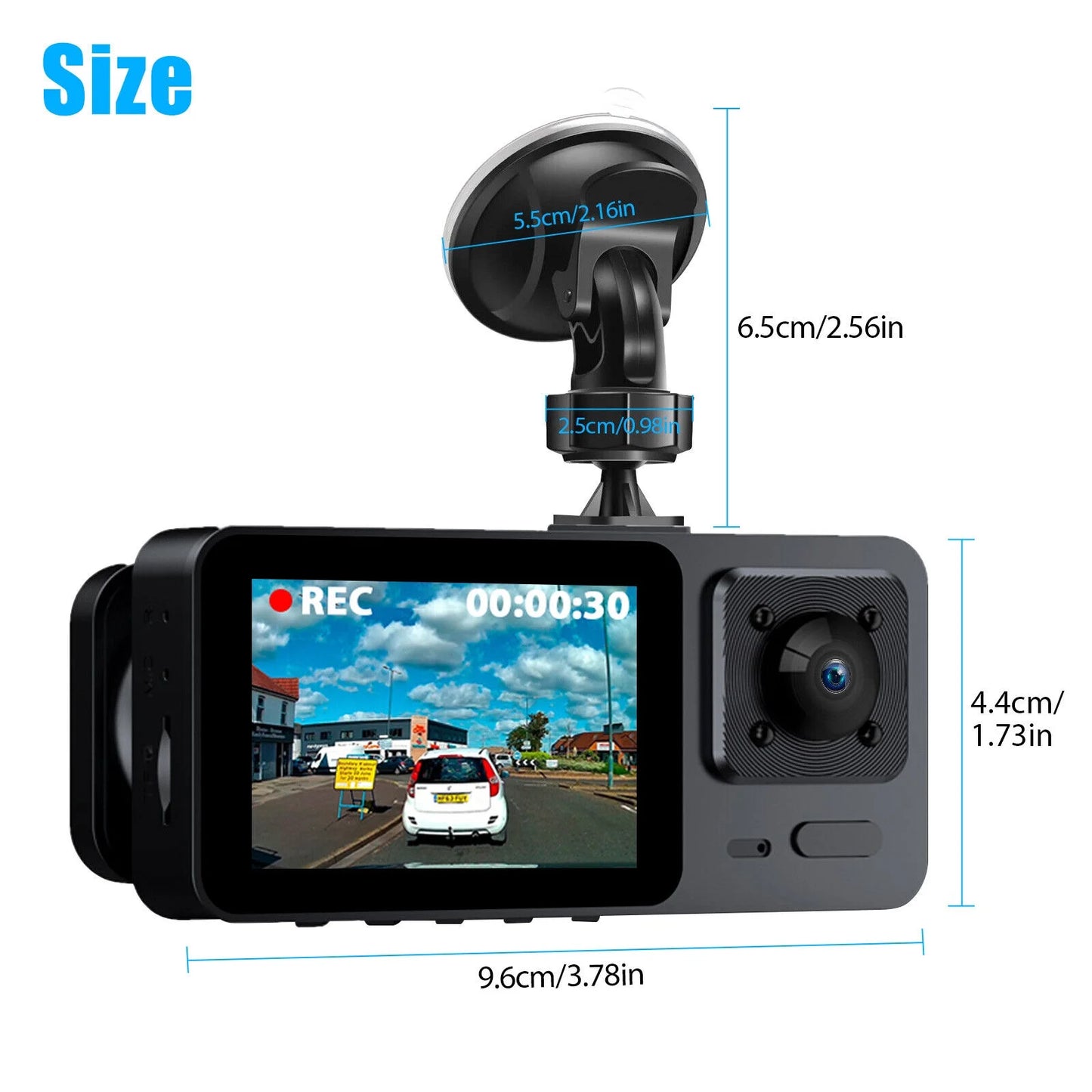 1080P 3 Lens Car DVR Dash Cam Front Rear Inside Camera Video Recorder G-Sensor