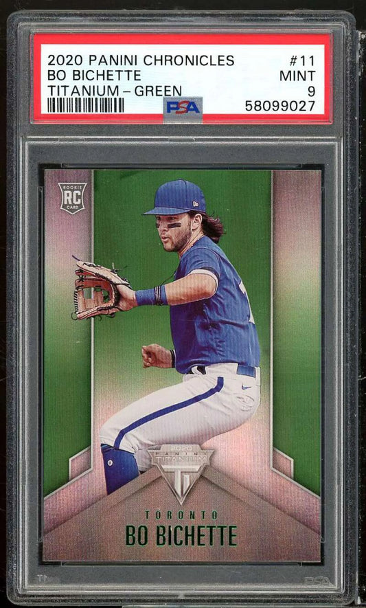 Bo Bichette Rookie Card 2020 Panini Chronicles Titanium Green #11 PSA 9