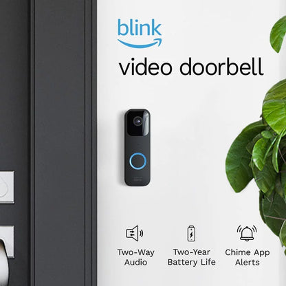 Blink Video Doorbell + Sync Module 2 +VIECAM Cleaning Cloth | Two-year battery life, Two-way audio, HD video, motion and chime app alerts and Alexa enabled — wired or wire-free (Black)