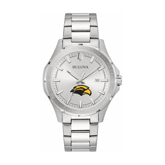 Bulova Silver Southern Miss Golden Eagles Stainless Steel Classic Sport Watch