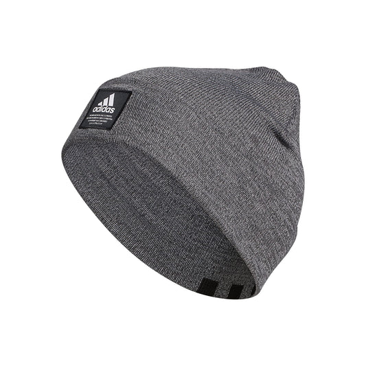 adidas Men's Amplifier Fold Beanie, Carbon-Grey Twist/Black/White F21, One Size