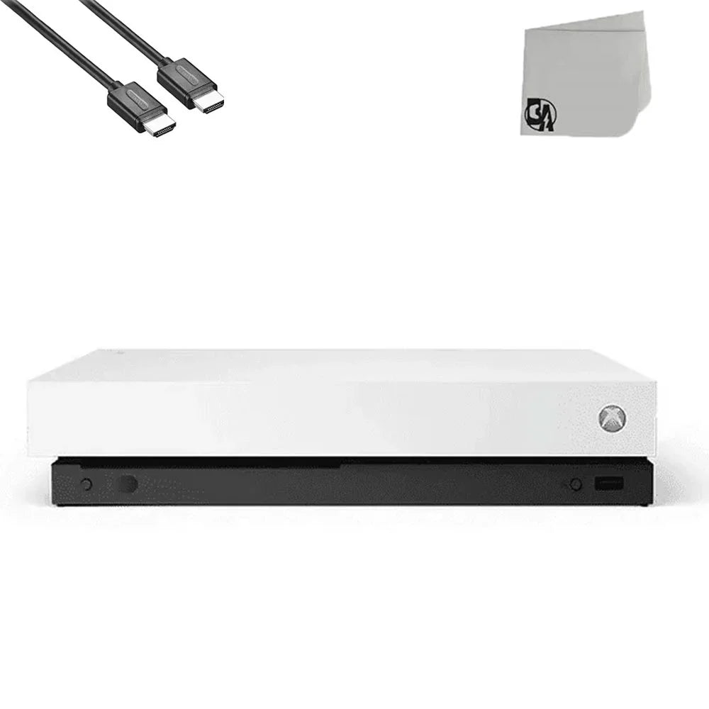 Xbox One X 1TB, 4K Ultra HD White Console Only with HDMI Cable BOLT AXTION Bundle Like New