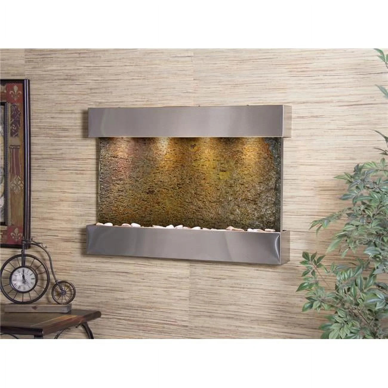 Adagio RCS2004 Reflection Creek Stainless Steel Multicolor Natural Slate Wall Fountain