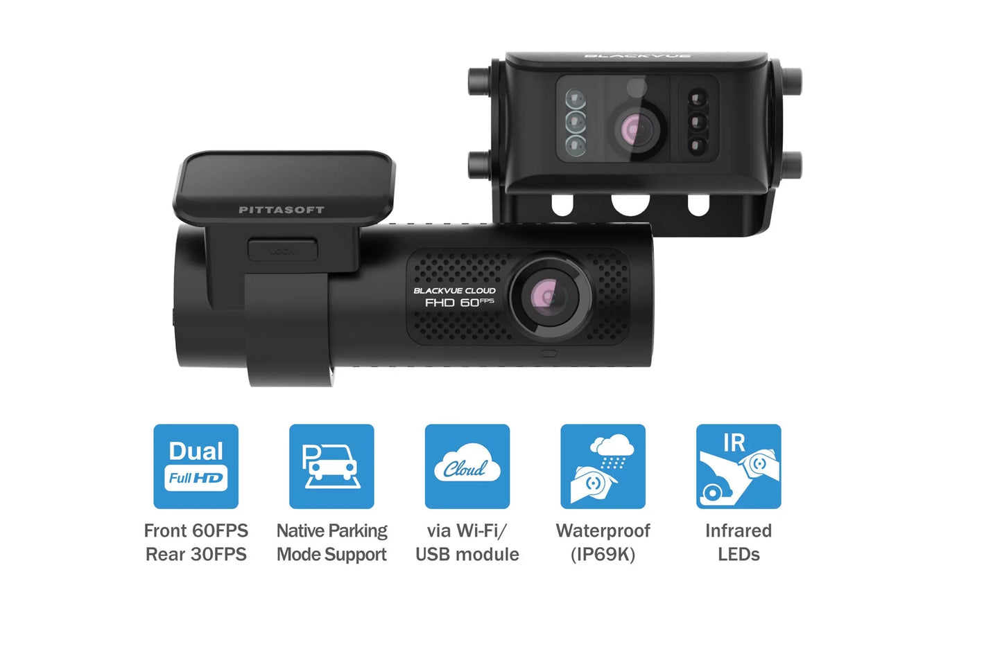 BlackVue DR770X-2CH-TRUCK Front + Waterproof Exterior Dash Cam With 128GB Card | Cloud-Ready 1080p 60FPS GPS & WiFi