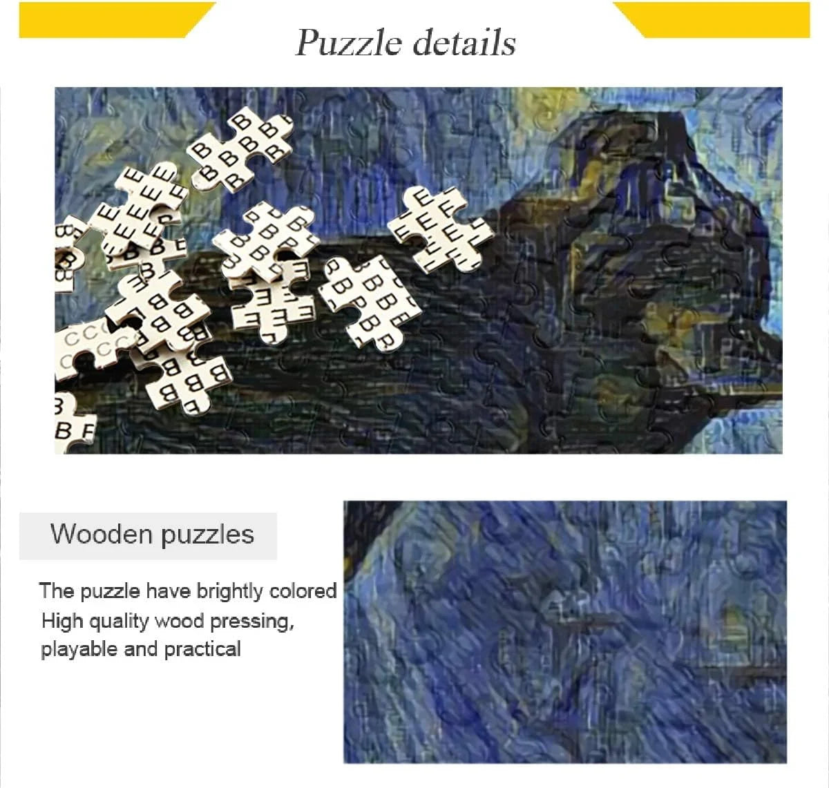 Wellsay Puzzles for Adults 1000 Piece Van Gogh Oil Painting Black Cat Jigsaw Puzzles Kids Educational Intellectual Fun Family Game DIY Decorative Wall Art Painting for Home