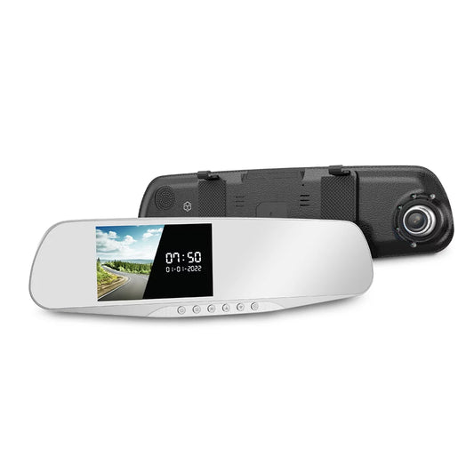 YADA Mirror Roadcam 1080P FHD Dash Cam and Rear View Mirror 2-in-1, 4.5" LCD Screen, Mounts onto Existing Rear-View Mirror, Silver