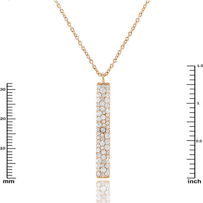 Blue Box Boutique Inc Rose Gold Plated Cubic Zirconia Accented Vertical Bar Pendant Necklace for Women, Teens