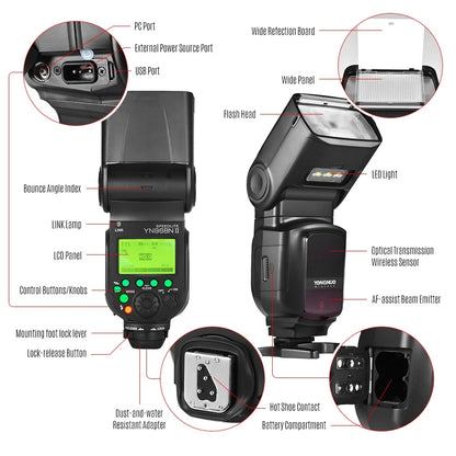 YONGNUO Camera Flash,With Yn622n Yn560 Yn968n Ii Ttl Speedlite 1/8000s Speedlite 1/8000s Hss Built-in Led 5600k Dslr Cameras Compatible Yn622n Yn560 Wireless Yn968n Wireless Speedlite Master Optical