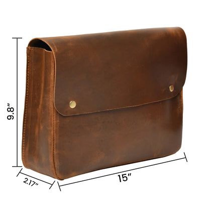 Top Grain Leather Portfolio Envelope Document File Folder Holder Sleeve Case Folio