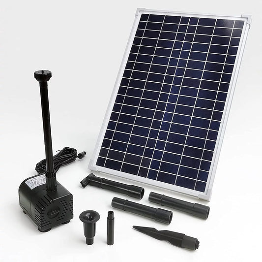 25W Solar Water Pump KIT: DC Dry-Run Protection Water Pump 370GpH with 18V 25W Solar Panel for Fountain, Fish Pond, and Aquarium (No Backup Battery)