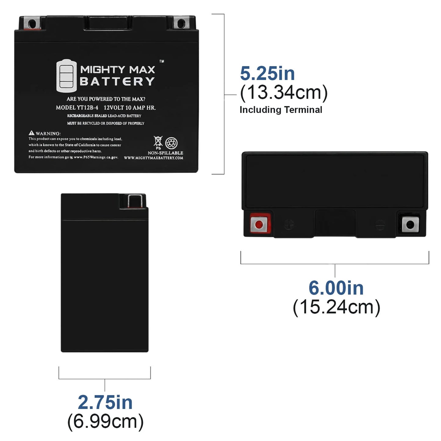 YT12B-4 12V 10Ah SLA Replacement Battery for Odyssey PC545