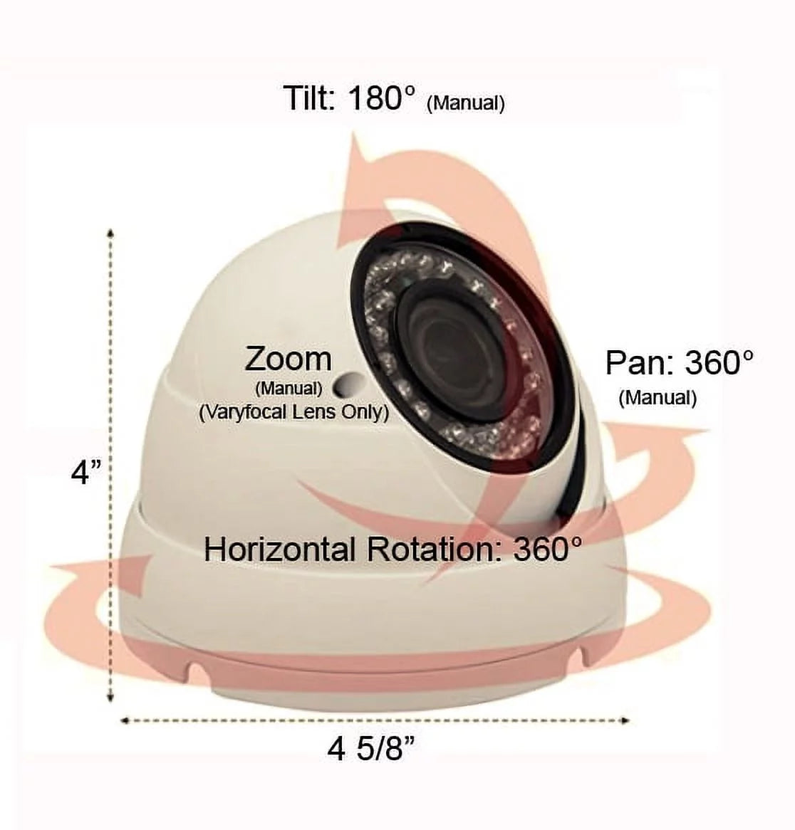 101AV Security Dome Camera 1080P True Full-HD 4 IN 1(TVI, AHD, CVI, CVBS) 2.8-12mm Variable Focus Lens SONY 2.4Megapixel STARVIS Image Sensor IR In/Outdoor WDR OSD Camera (White)