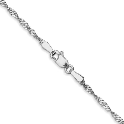 Auriga 14K White Gold 1.6mm Singapore Chain Bracelet 7 inch for Women