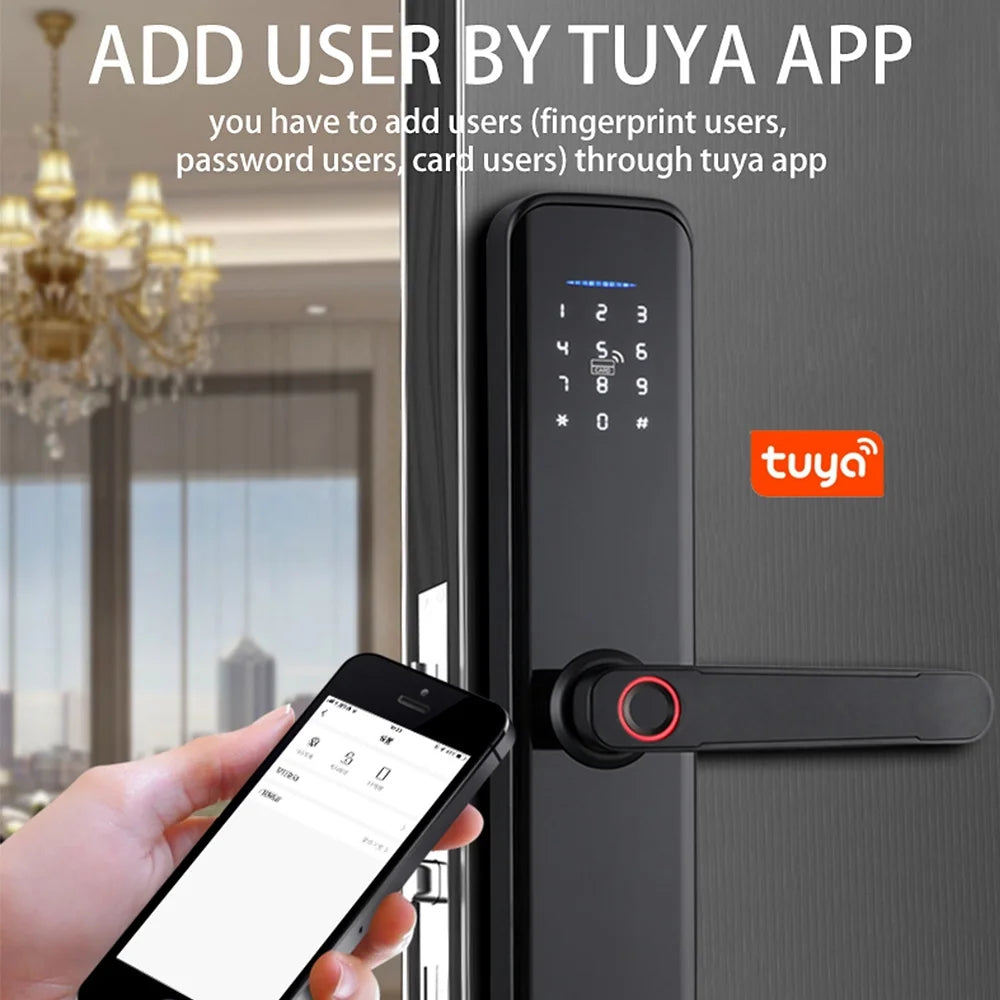 WAFU Intelligent Door Lock,Smart Lock Door Lock Compatible APP Compatible Tuya APP Deadbolt Key Compatible dsfen OWSOO