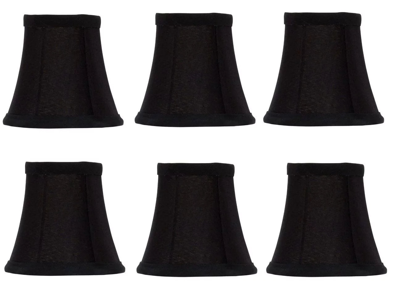 Set Of 6 Chandelier Lamp Shades 6 inch Black Silk with Gold Lining