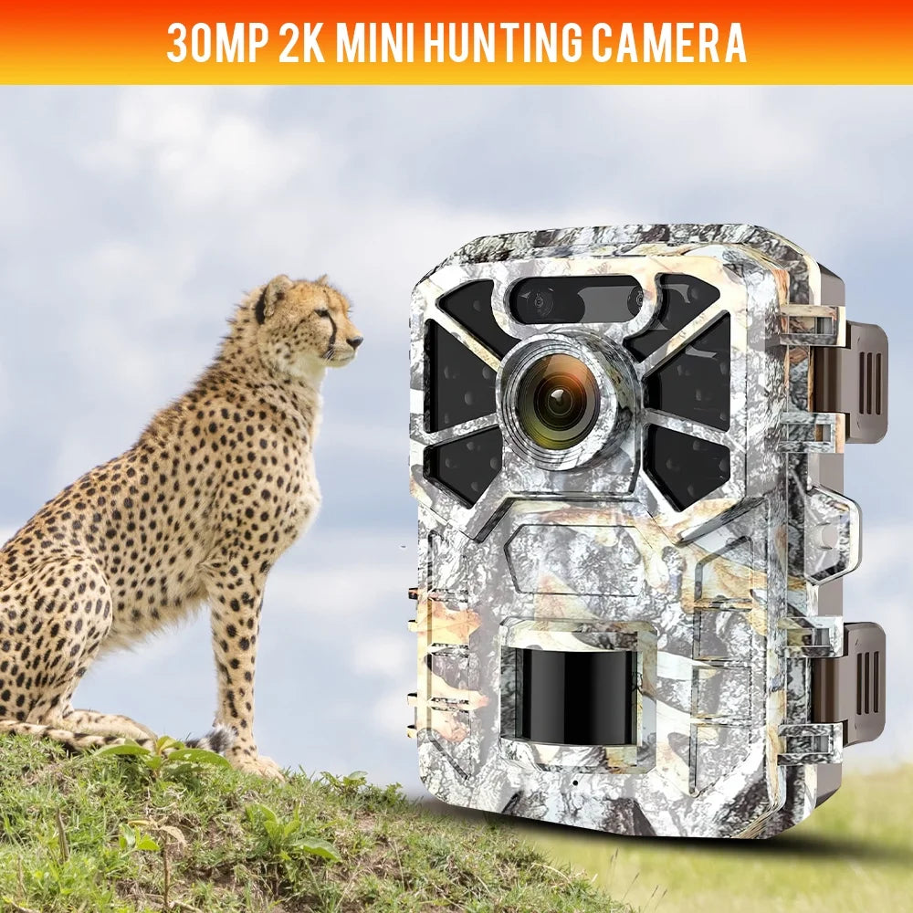 2 Pack Trail Camera, 30MP 2k Game Camera with Infrared Night Vision Wildlife Surveillance, Farm Monitoring, Waterproof Hunting Trail Monitor with 120° Wide Angle Lens