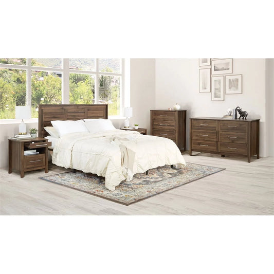 Stonebrook Deluxe Queen/Full 5 Piece Bedroom Set in Wood Classic Walnut Finish