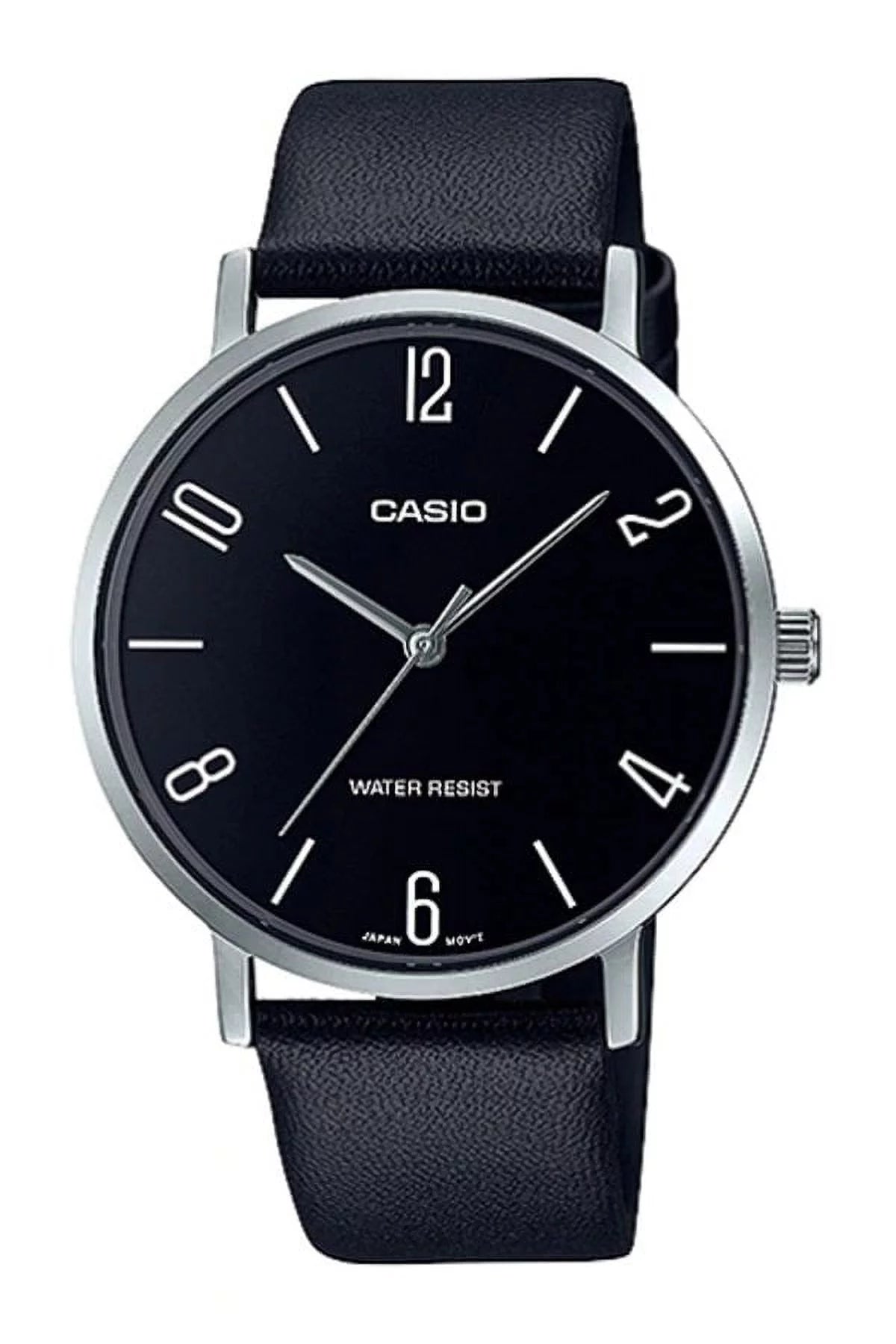 CASIO GENERAL MTP-VT01L-1B2 BLACK LEATHER BAND MEN WATCH