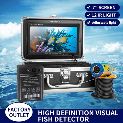 7 Inch 1200TVL Underwater Fishing Camera Fish Finder 12 Infrared LED Lamps 15M for Ice Sea Fishing