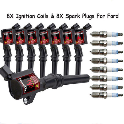 8 Black Ignition Coil FD503 DG508 C1417 DG457 & Spark Plug ITR6F13 4477 Compatible with Ford E-250 V8 4.6L & 5.4L 2003 2004 2005 2006 2007 2008 2009 2010 2011 2012 2013 2014