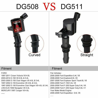 8 Black Ignition Coil FD503 DG508 C1417 DG457 & Spark Plug ITR6F13 4477 Compatible with Ford E-250 V8 4.6L & 5.4L 2003 2004 2005 2006 2007 2008 2009 2010 2011 2012 2013 2014