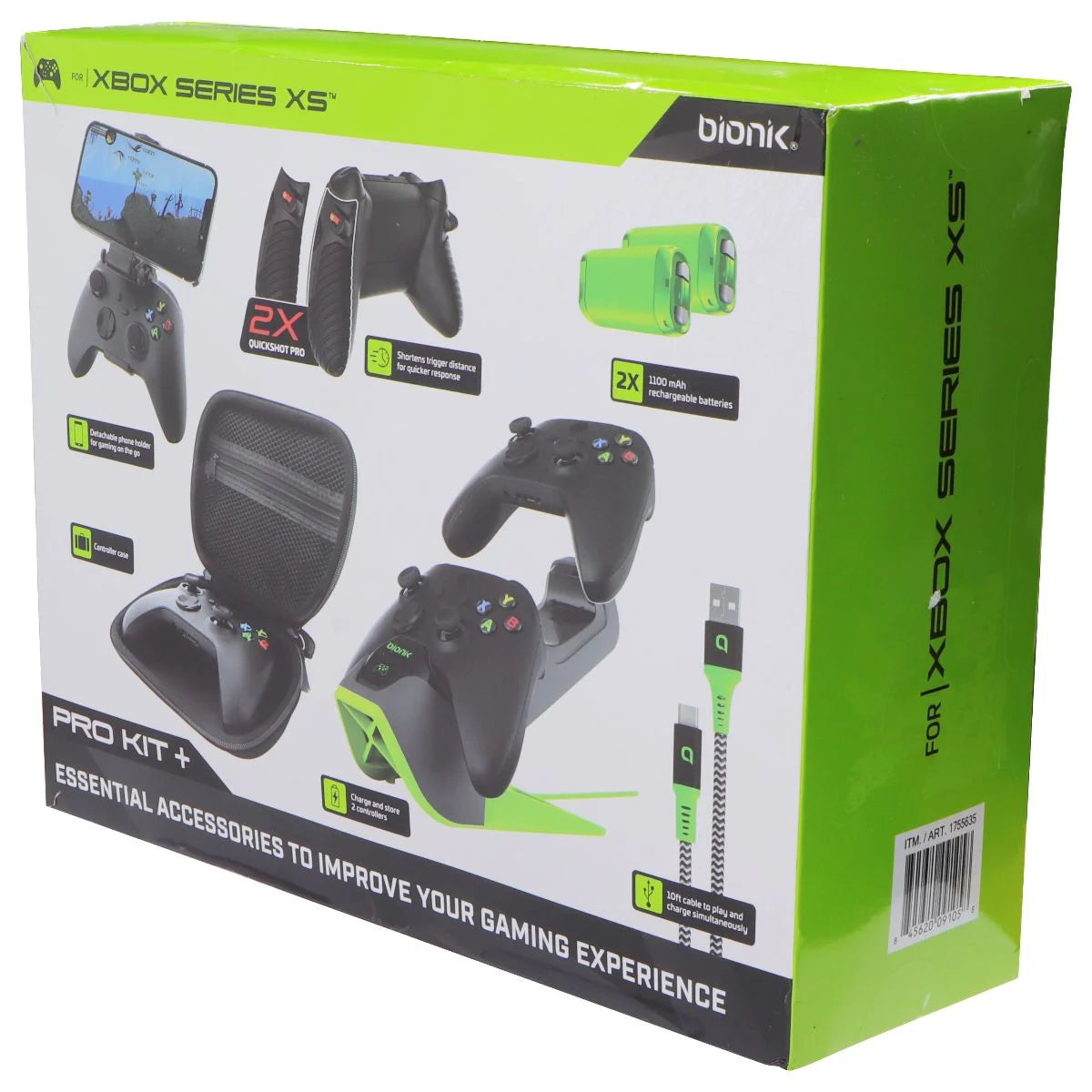 Bionik Pro Kit Accessories + for XBOX Series XS - Neon Green / Black NEW