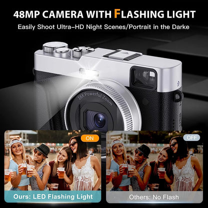 4K Digital Camera for Photography Autofocus 48MP 4K Camera for Vlogging YouTube 16X Digital Zoom Video Camera with 32GB SD Card