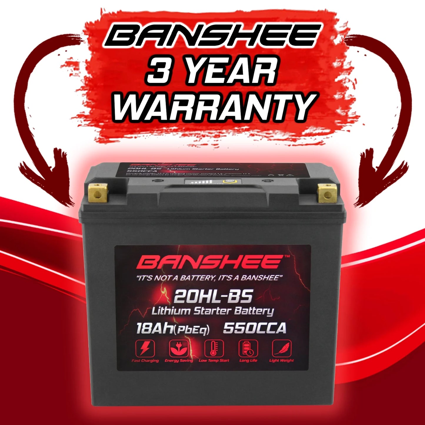 Banshee YTX20L-BS LiFePO4 Motorsports Battery Compatible with Sea-Doo Wake Pro 215 2016 to 2016