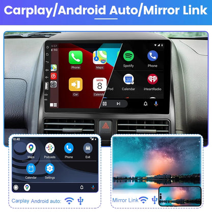 2+32G for Honda CRV 2002-2006 Wireless Carplay Android Auto Mirror Link 9'' Touchscreen Car Stereo Radio Player Bluetooth 1080P WIFI Hifi GPS FM Usb, AHD Backup Camera&Microphone