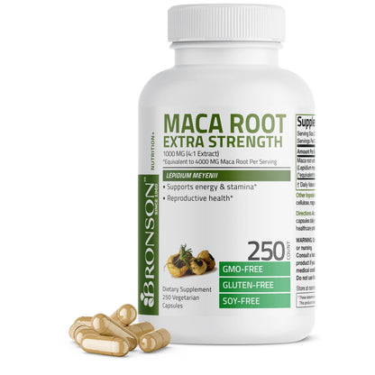 Bronson Maca Root Extra Strength 4000 MG per Serving, Lepidium Meyenii - Non-GMO, 250 Vegetarian Capsules