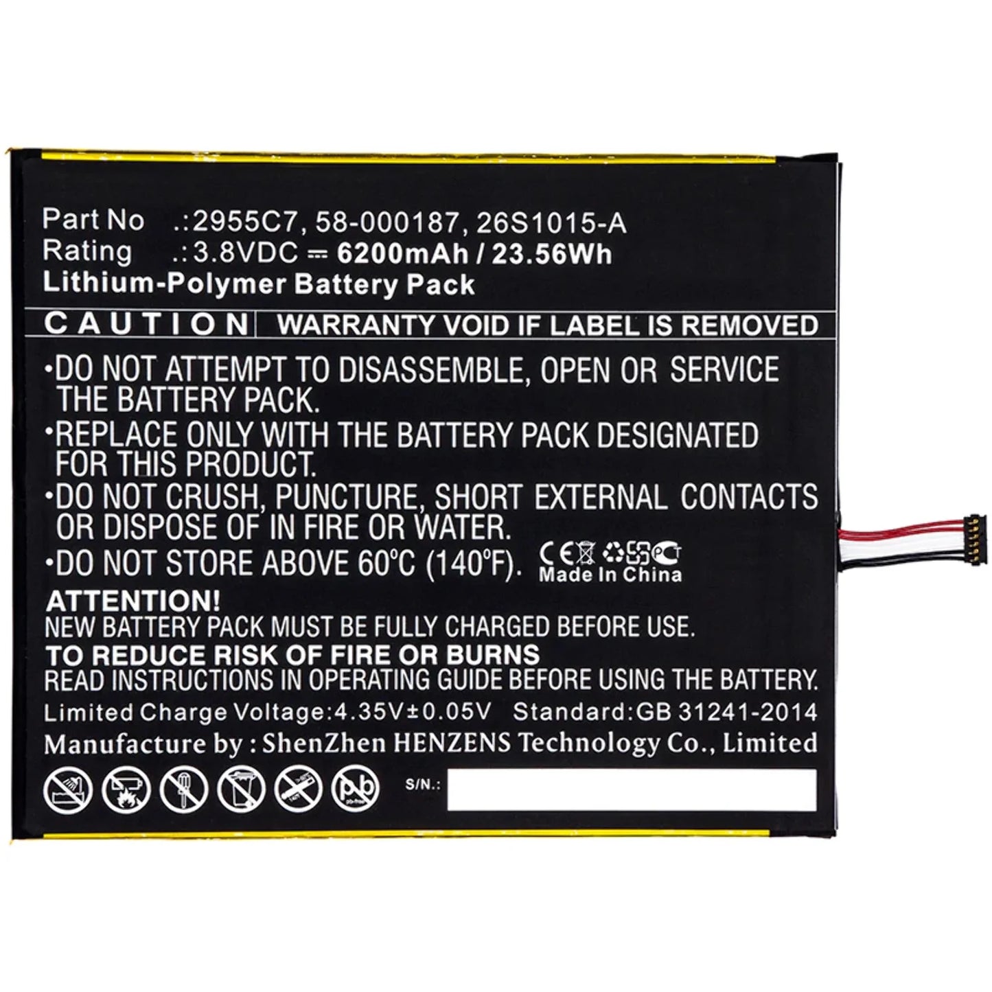 Batteries N Accessories BNA-WB-P9722 Tablet Battery - Li-Pol, 3.8V, 6200mAh, Ultra High Capacity - Replacement for Amazon 26S1015-A Battery