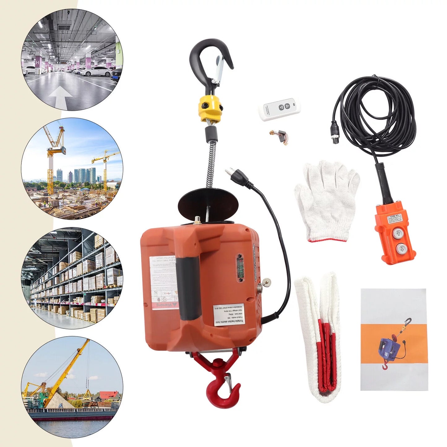 ZhdnBhnos 110V 1100 LBS 3-in-1 Electric Hoist Winch Portable Crane Lift Kit Wireless Remote Control