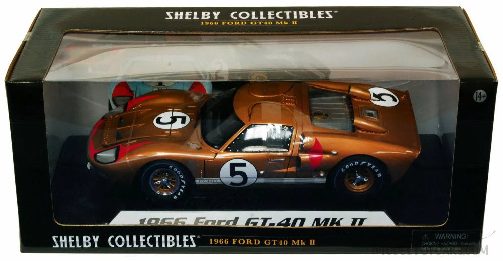 1966 Ford GT-40 MK II #5, Gold - Shelby SC403 - 1/18 Scale Diecast Model Toy Car