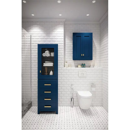 Water Creation Madison 33" Solid Hardwood Medicine Cabinet in Blue/Chrome