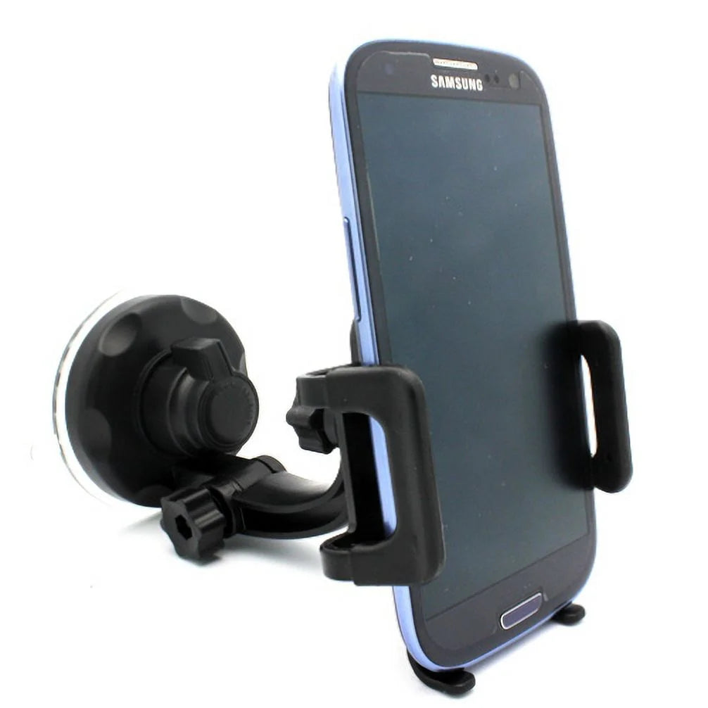 Car Mount Windshield Phone Holder Swivel Cradle Window Rotating Dock Suction Black D8 for Motorola Droid Turbo 2, Moto Z Droid Force Droid - Samsung Galaxy J3 J5 J7, Note 4 5, S5 S6 Edge Edge+ S7