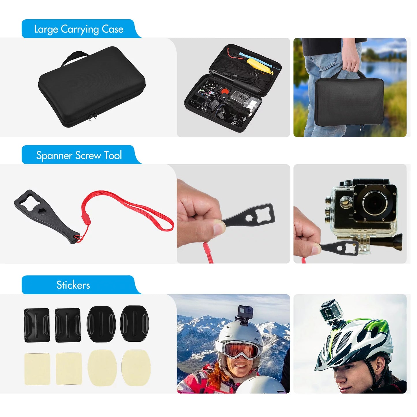 Anself Action Accessories Kit Sports Accessories Set with Waterproop Housing Silicone Protective Case Selfie Stick Various Mount Bracket and More Replacement for GoPro Hero 109 Black with