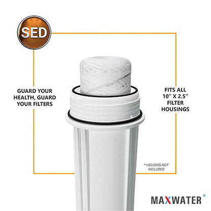 Standard 10"X2.5" String Sediment Water Filter (5 Micron), Hard Well, Whole House, WVO Biodiesel, Compatible With Standard RO Reverse Osmosis Systems, WH Systems