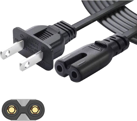 UL Listed 3/6/10 ft AC Power Cable 2 Prong for Sony PS5 PS4 PS3 Sharp, Hisense jvc TV,Soundbar,