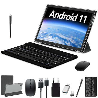 Android 11 10" Tablet Cellular Tablet with Keyboard Arm Octa Core 4GB Ram 64GB Rom Wifi Bluetooth Gps