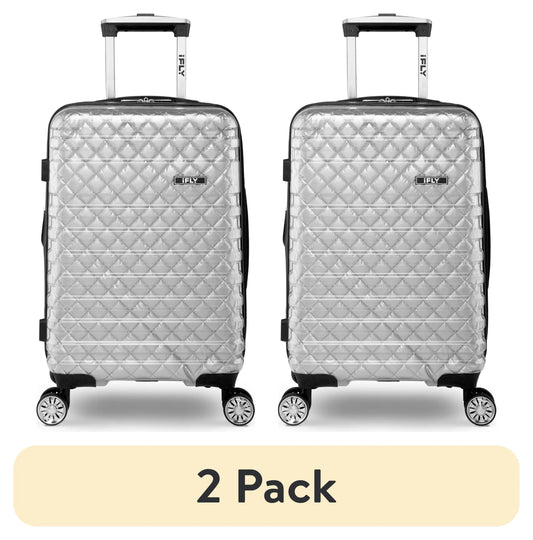 (2 pack) iFLY Hardside Spectre Versus Clear Carry-On Lugagge, 20", Silver