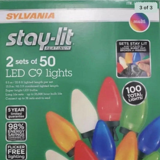 Sylvania Stay-lit C9 LED Light Set, 50 Count (Pack of 2)