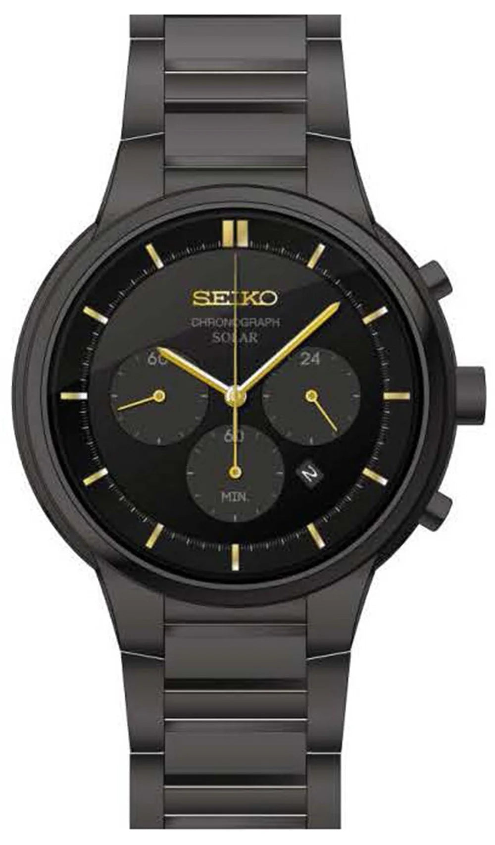 Seiko Men's SSC441 Core Chronograph Solar Powered Black Ion-plated Stainless Steel Band Watch