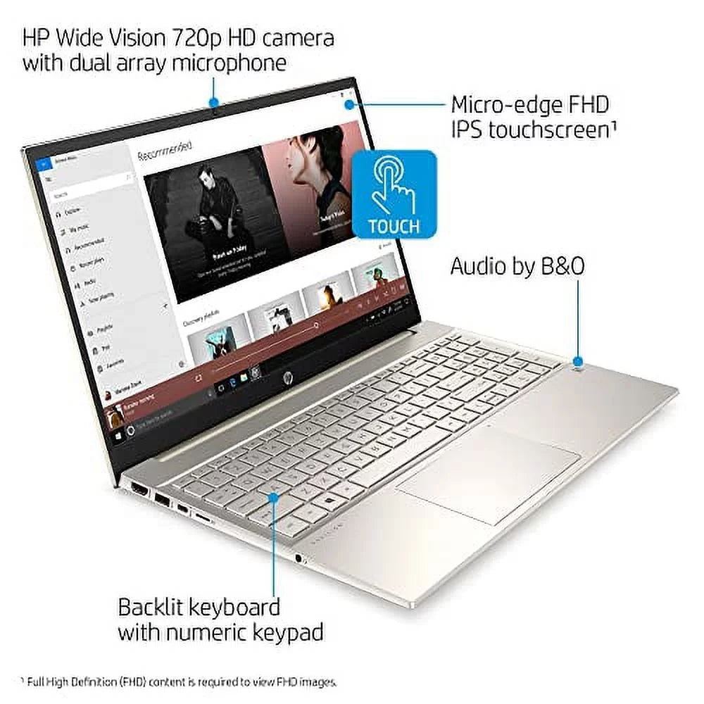 2022 Pavilion 15.6" FHD Touchscreen Laptop 11th Gen Intel Core i7-1165G7 64GB DDR4 2TB NVMe SSD Iris Xe Graphics HDMI USB-C WiFi-6 Bluetooth Backlit Keyboard Windows 11 Pro w/ RATZK 32GB USB