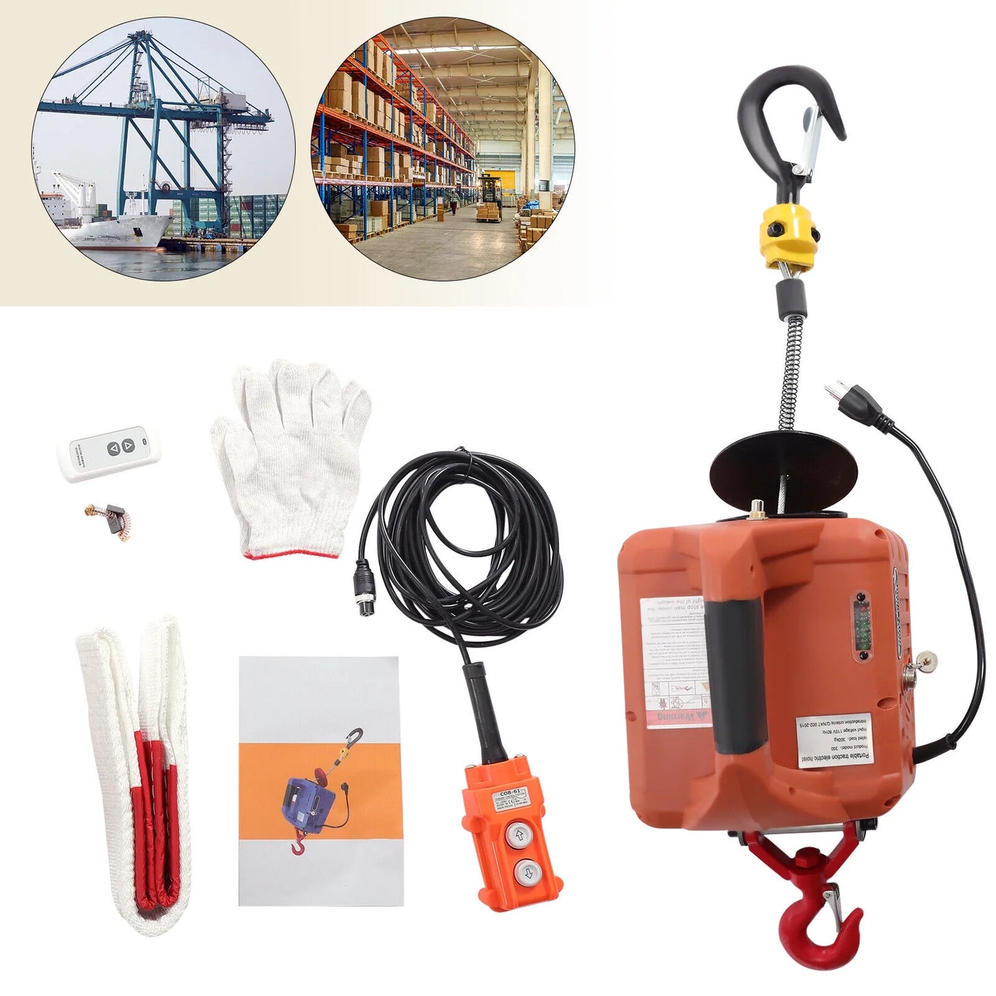 ZhdnBhnos 110V 1100 LBS 3-in-1 Electric Hoist Winch Portable Crane Lift Kit Wireless Remote Control