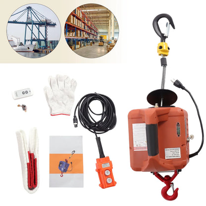 ZhdnBhnos 110V 1100 LBS 3-in-1 Electric Hoist Winch Portable Crane Lift Kit Wireless Remote Control