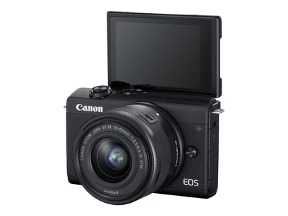 Canon EOS M200 - Digital camera - mirrorless - 24.1 MP - APS-C - 4K / 25 fps - 3x optical zoom EF-M 15-45mm IS STM lens - Wi-Fi, Bluetooth - black