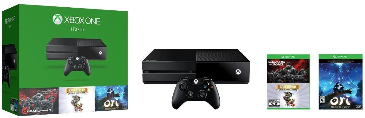 Xbox One 1TB Console - 3 Games Bundle (Gears of War: Ultimate Edition + Rare Replay + Ori and the Blind Forest)